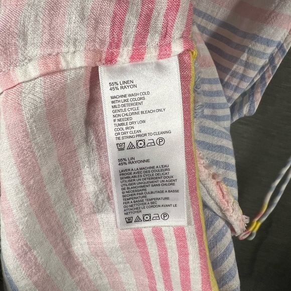 Tommy Bahama Sleeveless V-Neck Tank Striped Linen Blend size Medium - Picture 8 of 12